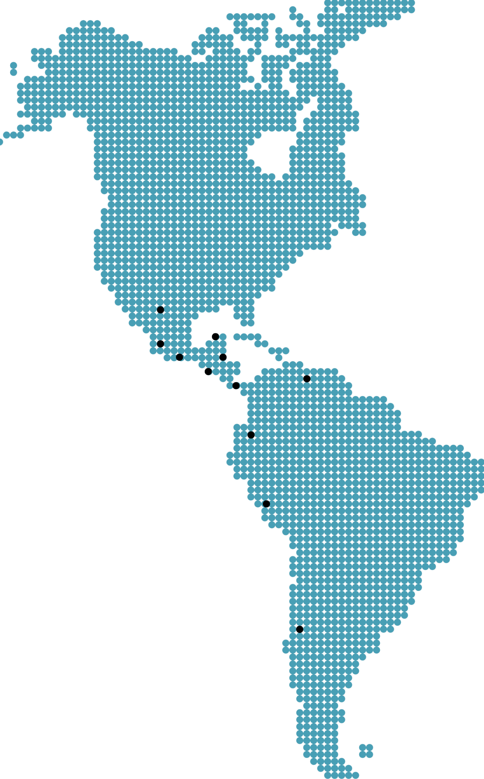 Mapa digital de Latinoamérica, destacando puntos estratégicos que representan la expansión y desarrollo de plataformas de apuestas deportivas y casino online en la región.